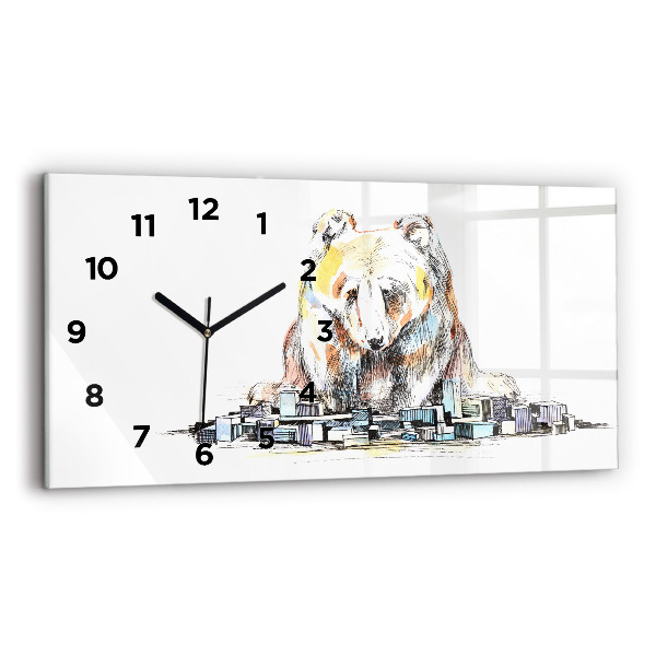 Horloge rectangulaire horizontale Ours abstrait