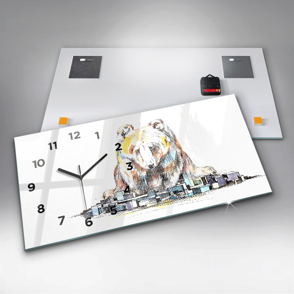 Horloge rectangulaire horizontale Ours abstrait