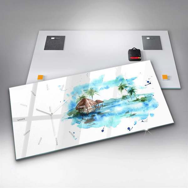 Horloge rectangulaire horizontale 'Photo d''une île déserte'
