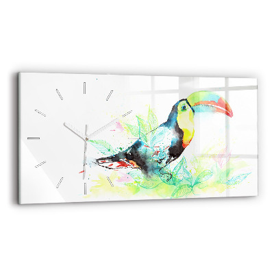 Horloge rectangulaire horizontale 'Toucan dans l''herbe'
