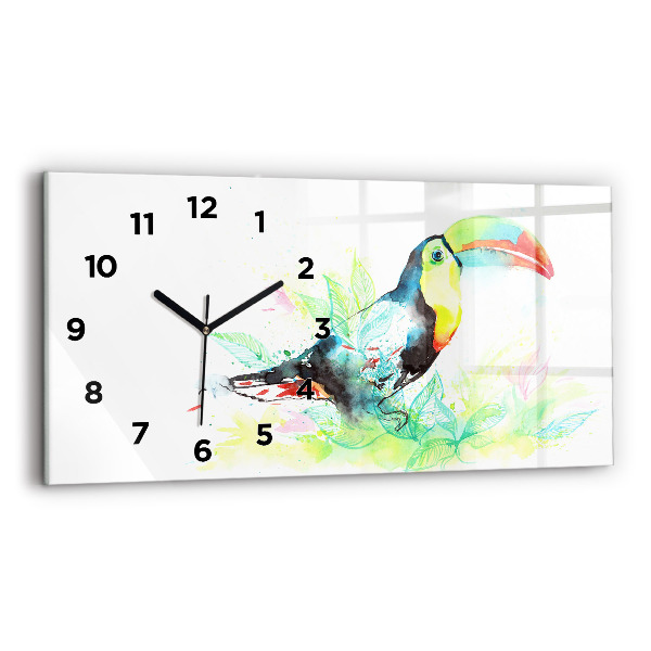 Horloge rectangulaire horizontale 'Toucan dans l''herbe'