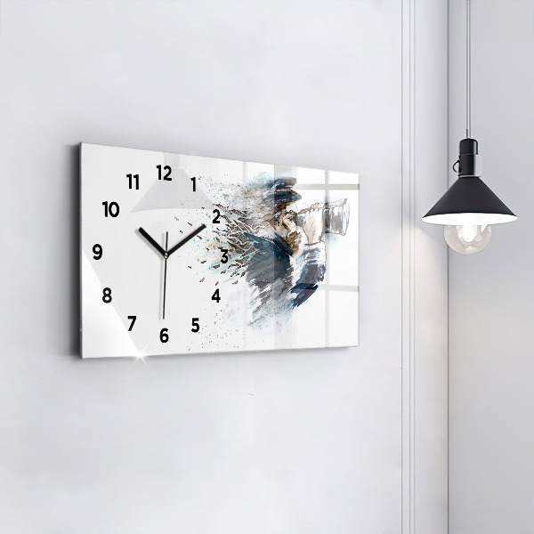 Horloge rectangulaire horizontale Capitaine de navire avec des jumelles