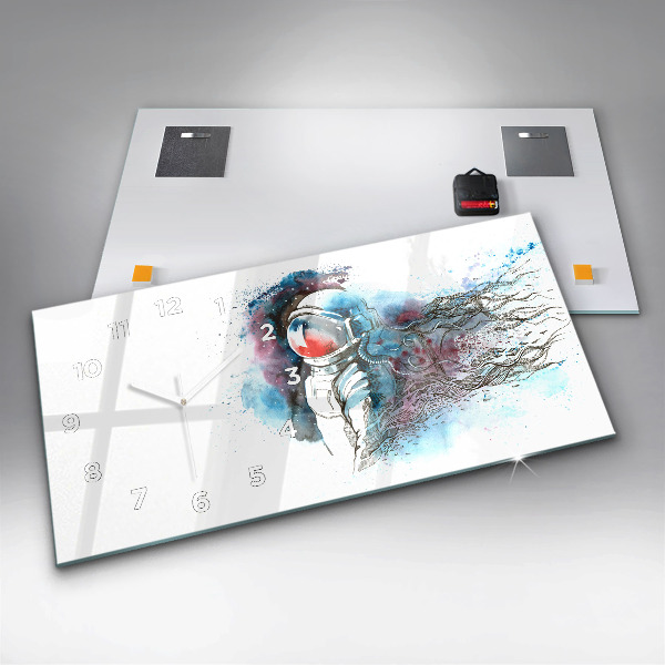 Horloge rectangulaire horizontale Abstraction des astronautes