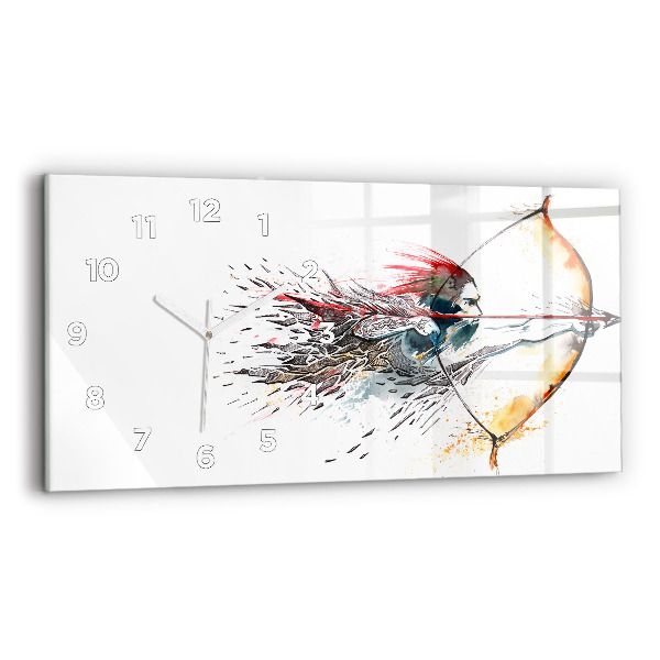 Horloge rectangulaire horizontale Un guerrier en chasse