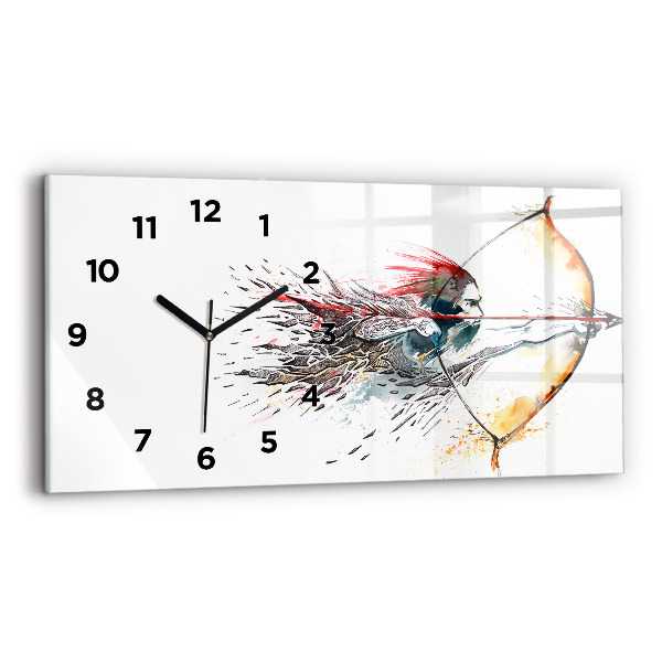 Horloge rectangulaire horizontale Un guerrier en chasse
