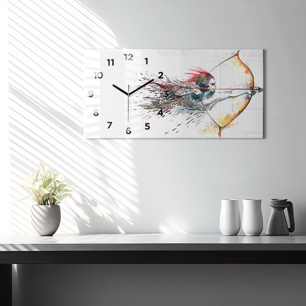 Horloge rectangulaire horizontale Un guerrier en chasse