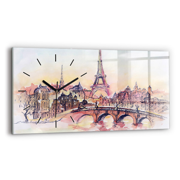 Horloge rectangulaire horizontale Paysage peint de Paris