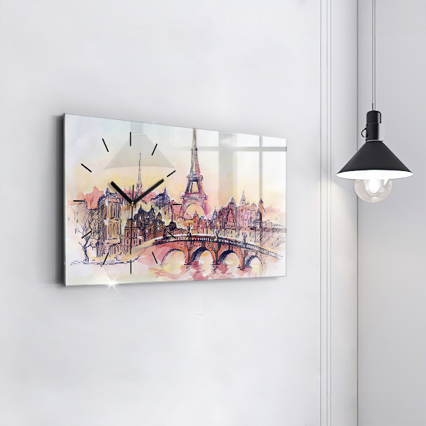 Horloge rectangulaire horizontale Paysage peint de Paris