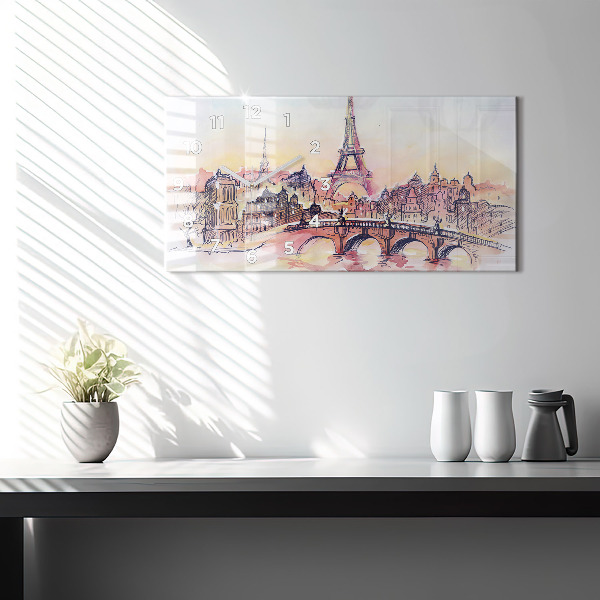 Horloge rectangulaire horizontale Paysage peint de Paris