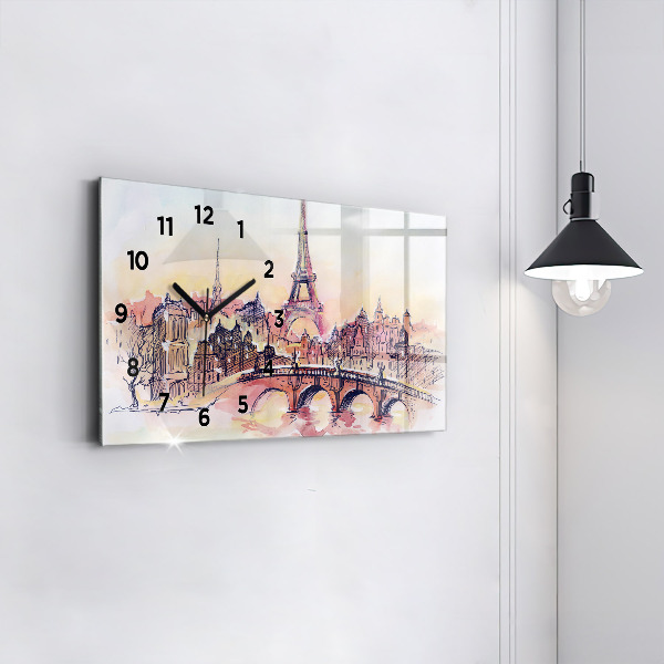 Horloge rectangulaire horizontale Paysage peint de Paris
