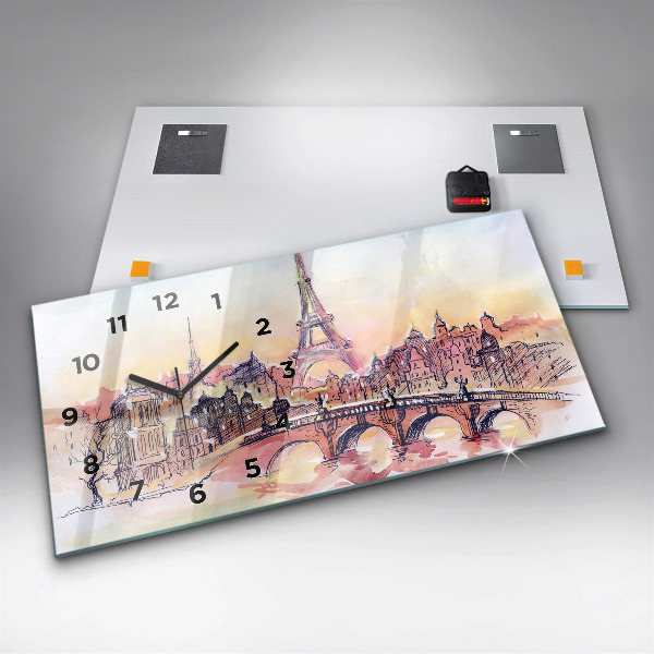 Horloge rectangulaire horizontale Paysage peint de Paris