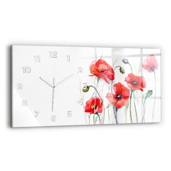Horloge rectangulaire horizontale Coquelicots rouges peints