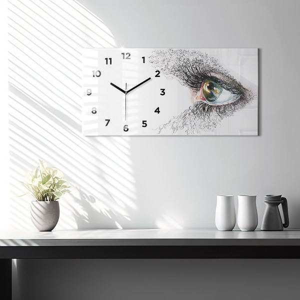 Horloge rectangulaire horizontale 'Dessin d''un œil humain'
