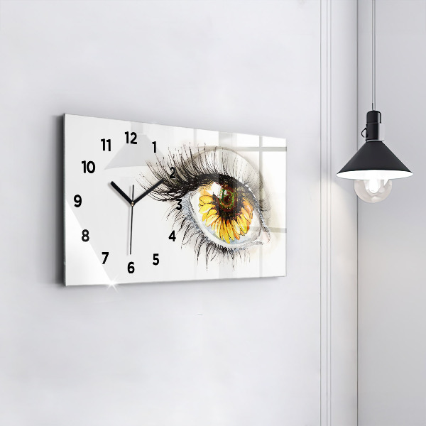 Horloge rectangulaire horizontale 'Fleur de tournesol dans l''œil'