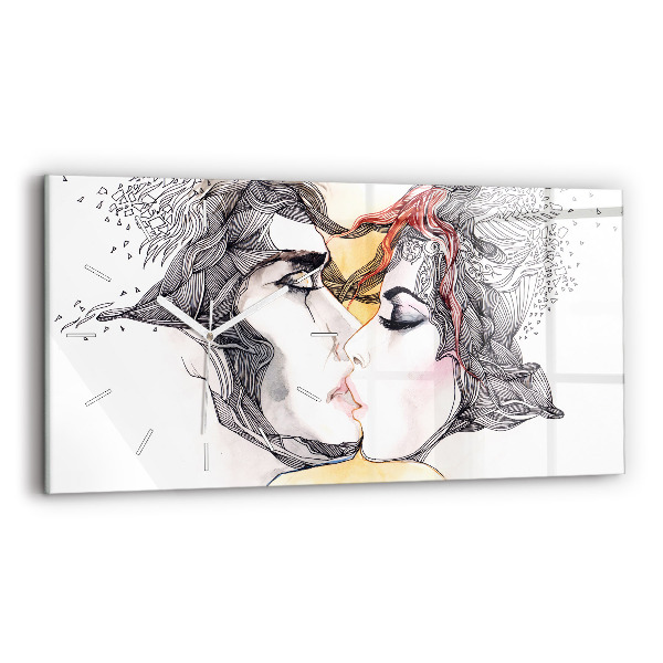 Horloge rectangulaire horizontale 'Dessin de baiser d''amour'