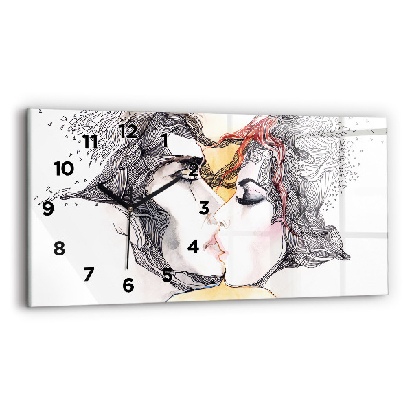Horloge rectangulaire horizontale 'Dessin de baiser d''amour'
