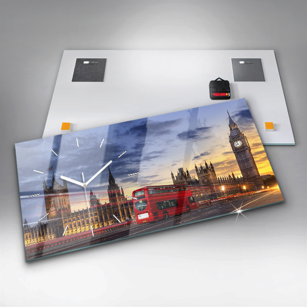 Horloge rectangulaire horizontale Bus rouge de Londres