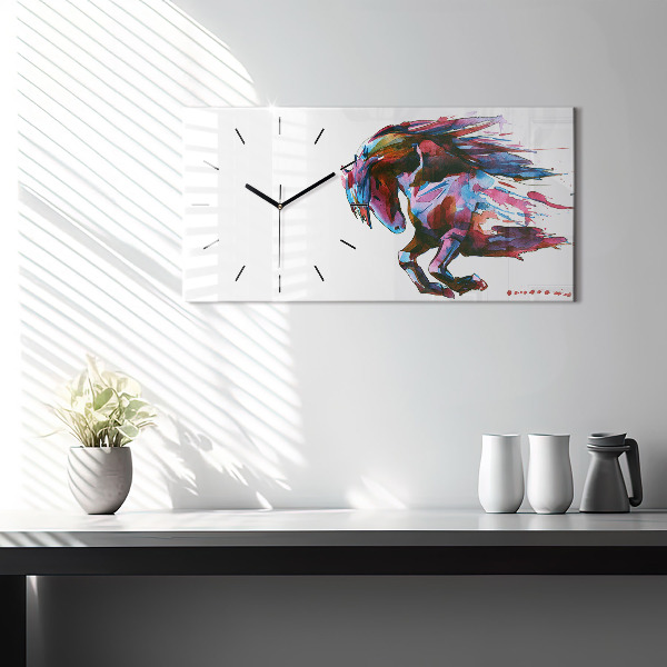 Horloge rectangulaire horizontale Un cheval en fuite
