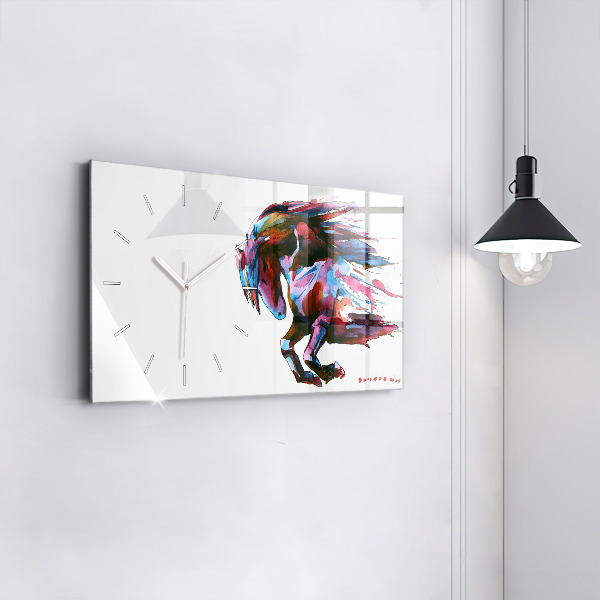 Horloge rectangulaire horizontale Un cheval en fuite