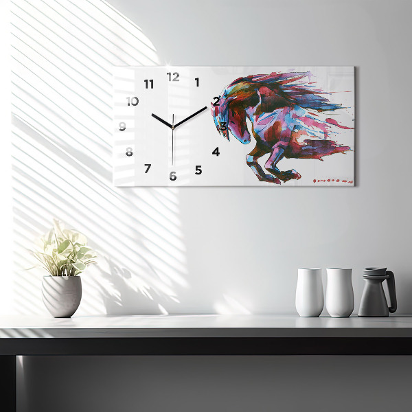 Horloge rectangulaire horizontale Un cheval en fuite