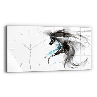 Horloge rectangulaire horizontale Cheval et femme abstraits