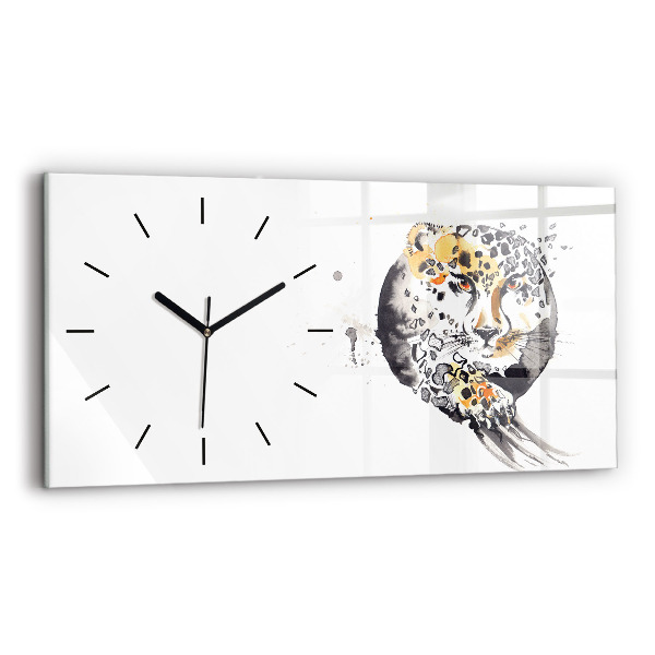 Horloge rectangulaire horizontale 'Guépard à l''intérieur d''un cercle'