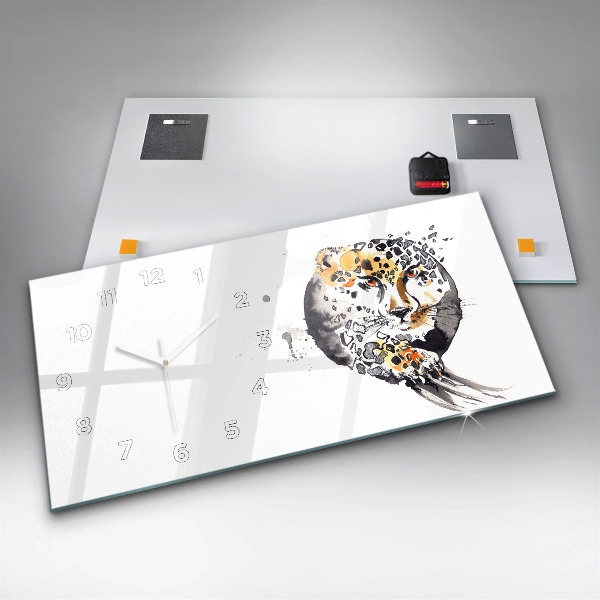 Horloge rectangulaire horizontale 'Guépard à l''intérieur d''un cercle'