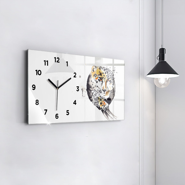 Horloge rectangulaire horizontale 'Guépard à l''intérieur d''un cercle'