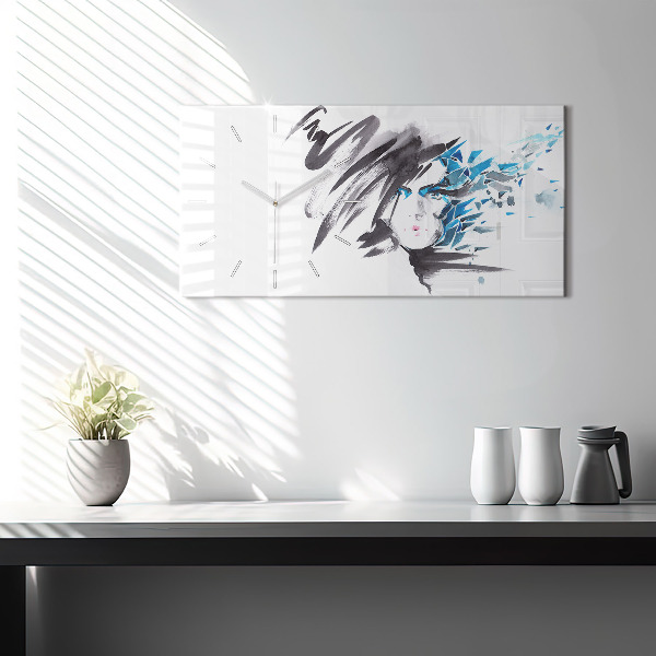 Horloge rectangulaire horizontale Visage de femme abstrait