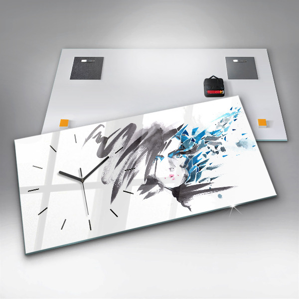 Horloge rectangulaire horizontale Visage de femme abstrait