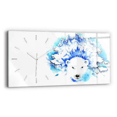 Horloge rectangulaire horizontale Ours sur fond de glace