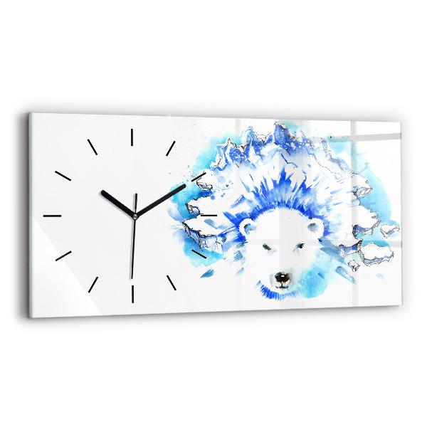 Horloge rectangulaire horizontale Ours sur fond de glace