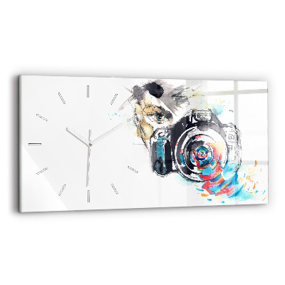 Horloge rectangulaire horizontale Femme photographe appareil photo