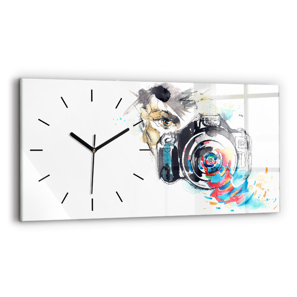 Horloge rectangulaire horizontale Femme photographe appareil photo