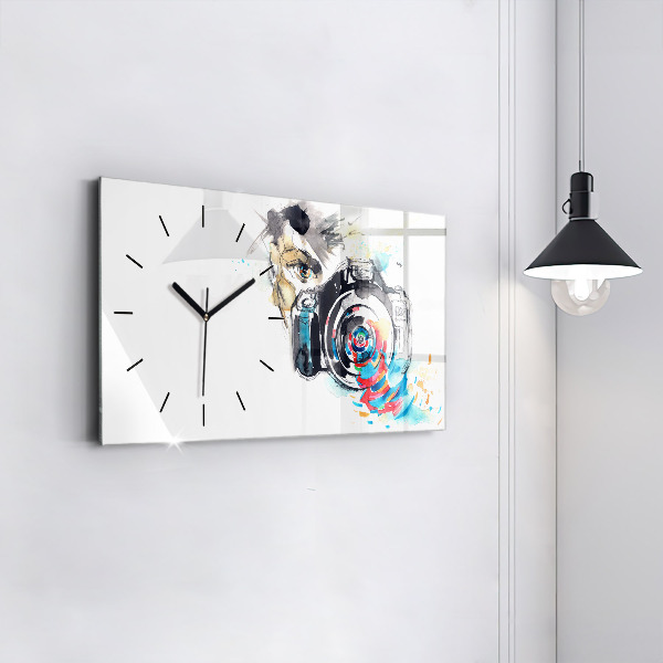 Horloge rectangulaire horizontale Femme photographe appareil photo