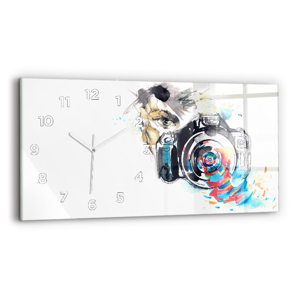 Horloge rectangulaire horizontale Femme photographe appareil photo