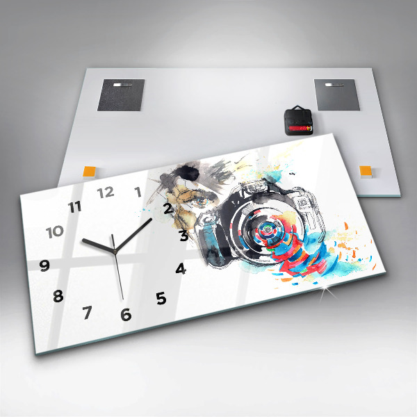 Horloge rectangulaire horizontale Femme photographe appareil photo