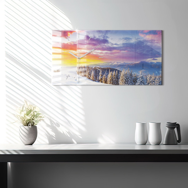 Horloge rectangulaire horizontale 'Paysage de montagne d''hiver'
