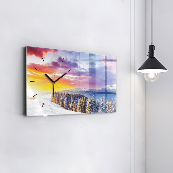 Horloge rectangulaire horizontale 'Paysage de montagne d''hiver'