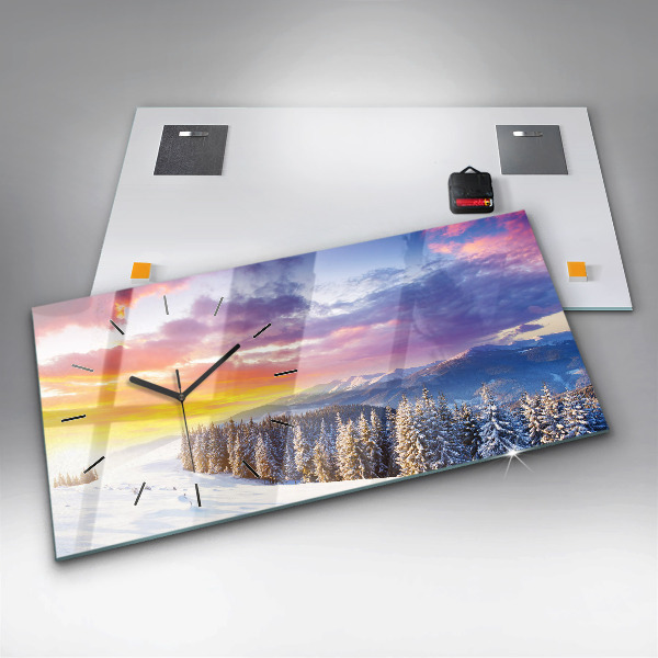 Horloge rectangulaire horizontale 'Paysage de montagne d''hiver'