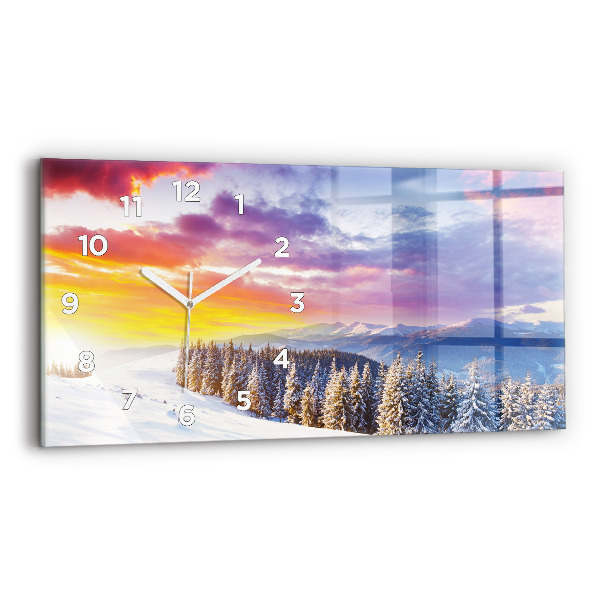 Horloge rectangulaire horizontale 'Paysage de montagne d''hiver'