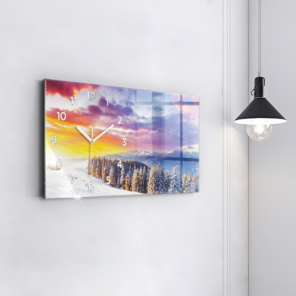 Horloge rectangulaire horizontale 'Paysage de montagne d''hiver'