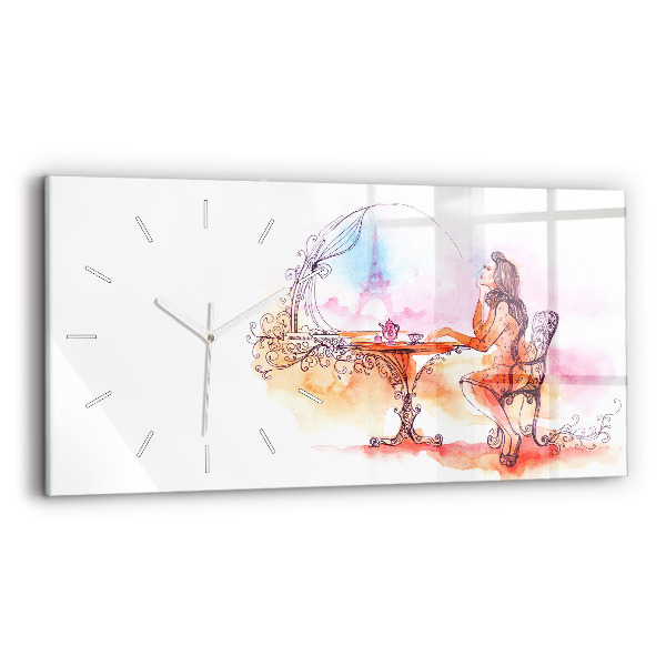 Horloge rectangulaire horizontale Femme buvant du thé