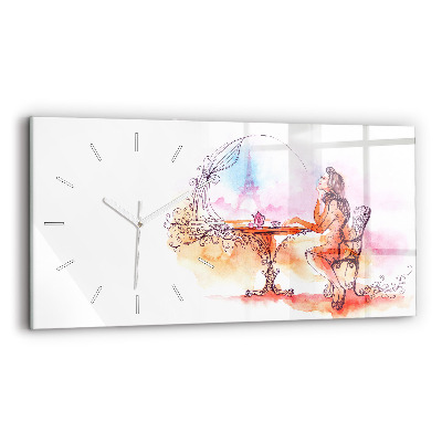 Horloge rectangulaire horizontale Femme buvant du thé