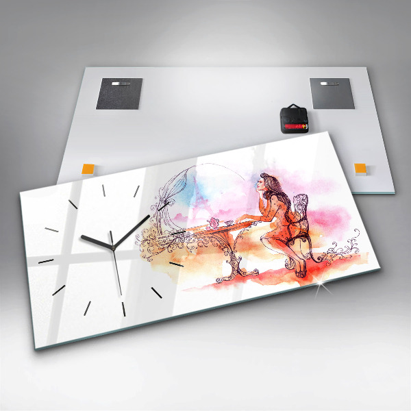 Horloge rectangulaire horizontale Femme buvant du thé
