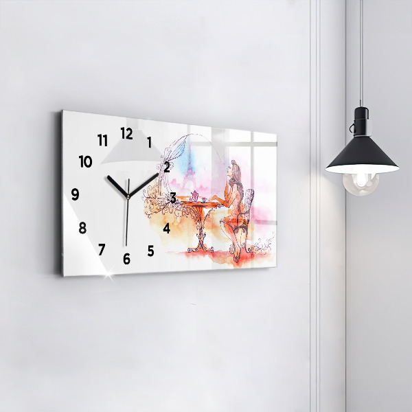 Horloge rectangulaire horizontale Femme buvant du thé