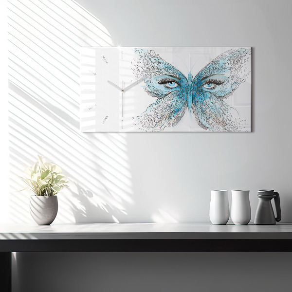 Horloge rectangulaire horizontale Visage de papillon