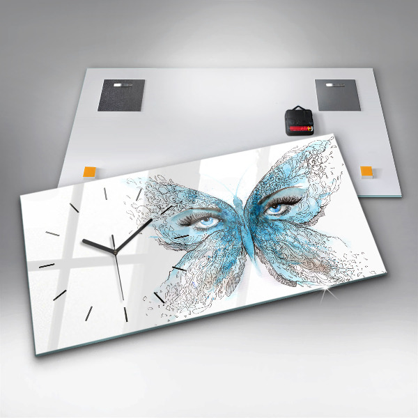 Horloge rectangulaire horizontale Visage de papillon