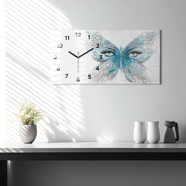 Horloge rectangulaire horizontale Visage de papillon