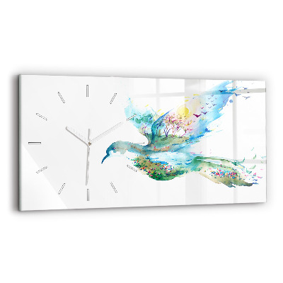 Horloge rectangulaire horizontale 'Abstraction d''oiseau et de printemps'